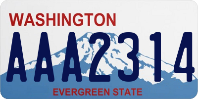 WA license plate AAA2314