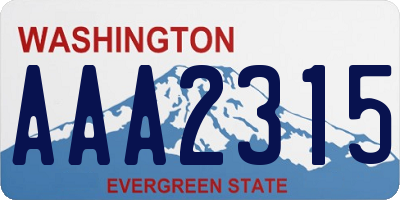 WA license plate AAA2315