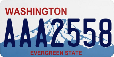 WA license plate AAA2558