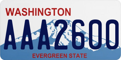 WA license plate AAA2600