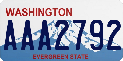 WA license plate AAA2792