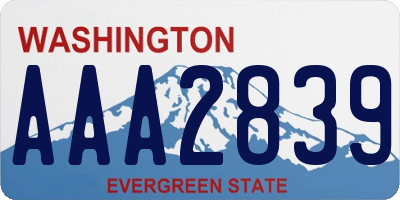 WA license plate AAA2839