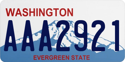 WA license plate AAA2921
