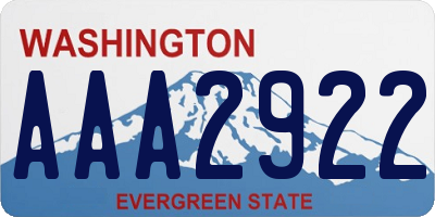 WA license plate AAA2922