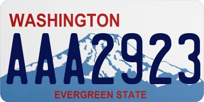 WA license plate AAA2923