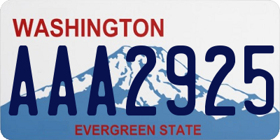 WA license plate AAA2925