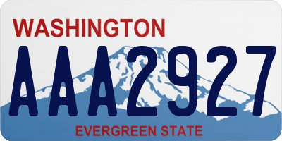 WA license plate AAA2927