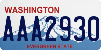 WA license plate AAA2930