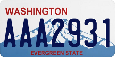 WA license plate AAA2931