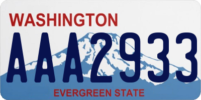 WA license plate AAA2933