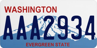 WA license plate AAA2934