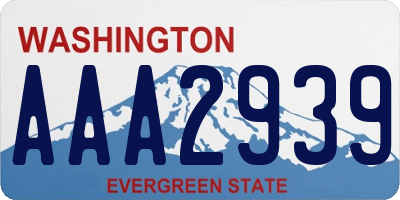 WA license plate AAA2939