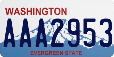 WA license plate AAA2953