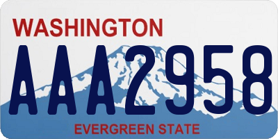 WA license plate AAA2958