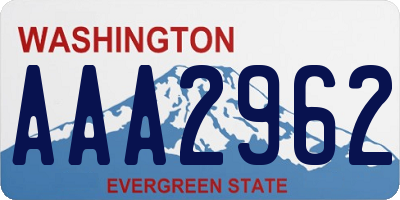 WA license plate AAA2962