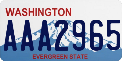 WA license plate AAA2965