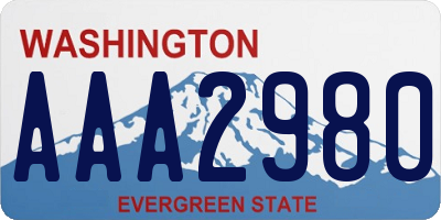 WA license plate AAA2980