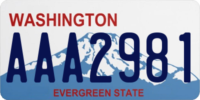 WA license plate AAA2981