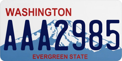 WA license plate AAA2985