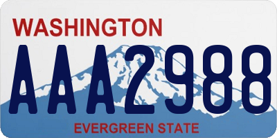 WA license plate AAA2988