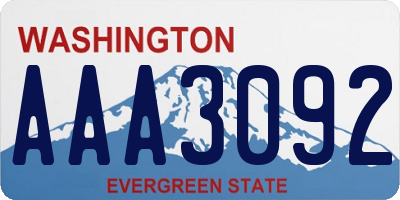 WA license plate AAA3092