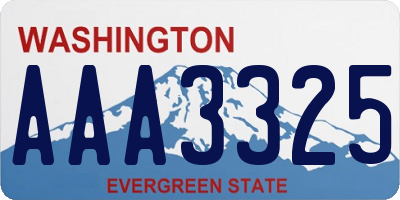 WA license plate AAA3325