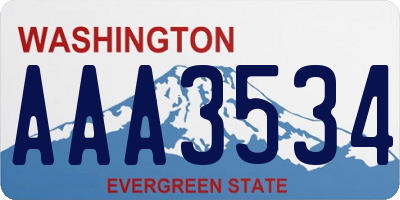 WA license plate AAA3534