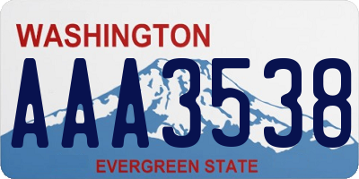 WA license plate AAA3538