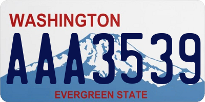 WA license plate AAA3539