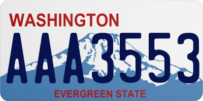 WA license plate AAA3553