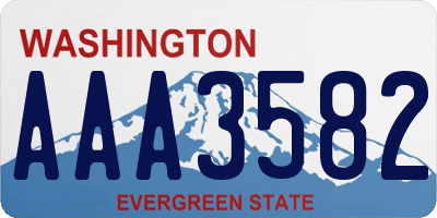 WA license plate AAA3582
