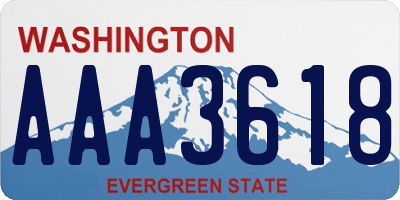 WA license plate AAA3618