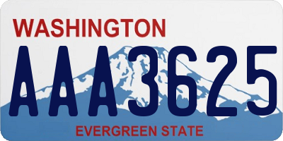 WA license plate AAA3625