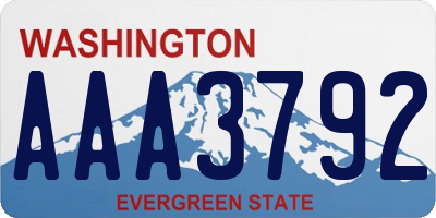 WA license plate AAA3792