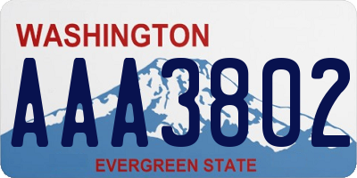 WA license plate AAA3802