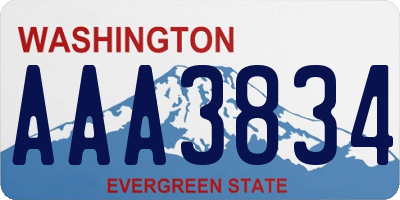 WA license plate AAA3834