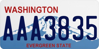 WA license plate AAA3835