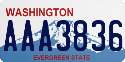 WA license plate AAA3836