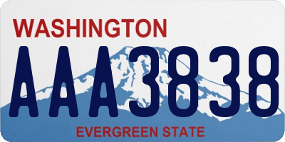 WA license plate AAA3838