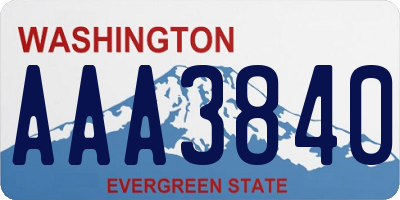 WA license plate AAA3840