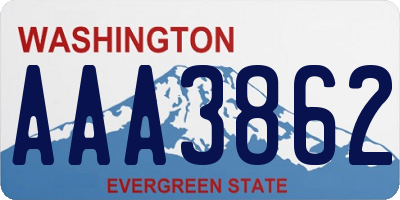 WA license plate AAA3862