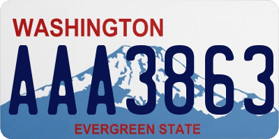 WA license plate AAA3863