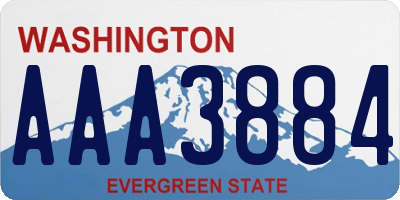 WA license plate AAA3884