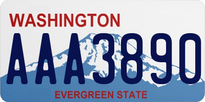 WA license plate AAA3890