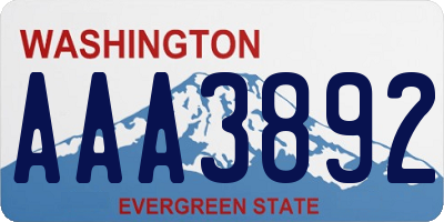 WA license plate AAA3892
