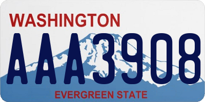 WA license plate AAA3908