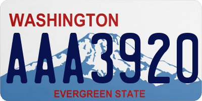 WA license plate AAA3920