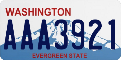 WA license plate AAA3921