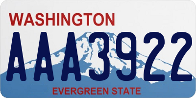 WA license plate AAA3922