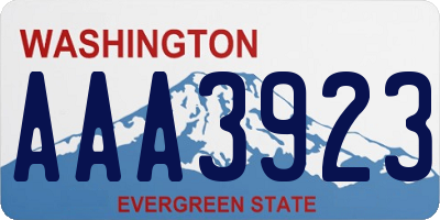 WA license plate AAA3923
